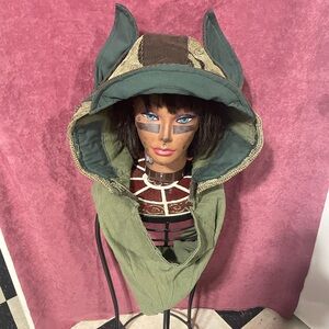 Hooded scarf with with ears and bill